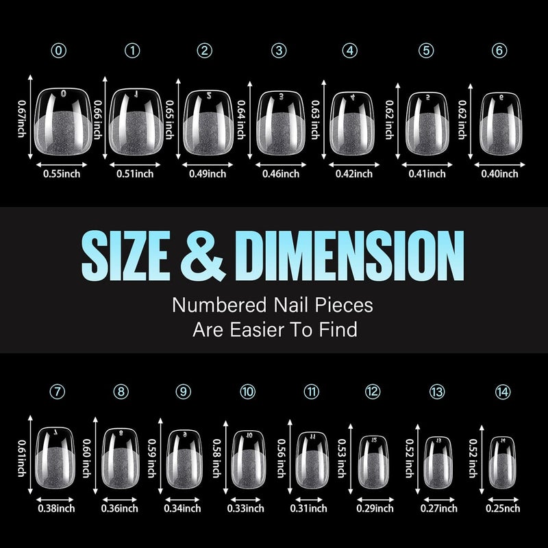 TOMICCA Extra Short Square Nail Tips,15 Sizes 240Pcs Squoval Fake Nails Half Matte Acrylic Gel Nail Tips Full Cover False Nails for Nail Extension Home DIY Salon - Image 5